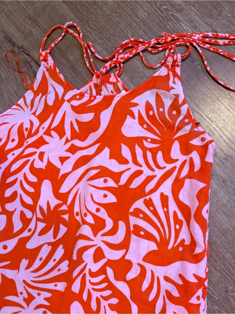Women’s Orange Print Spaghetti-Strap Maxi Dress Relaxed lightweight fit Sz S
